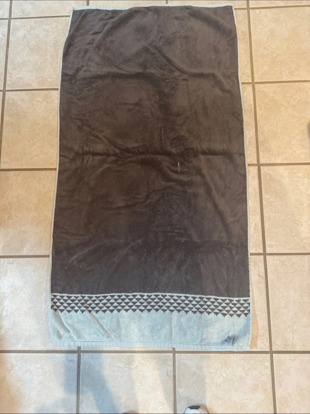 Apt. 9 Light Teal Or Green and Brown Cotton Bath Towels with Geometric Border 5